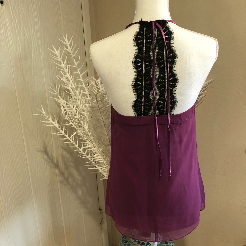 NWOT Magenta strapped top with lace back